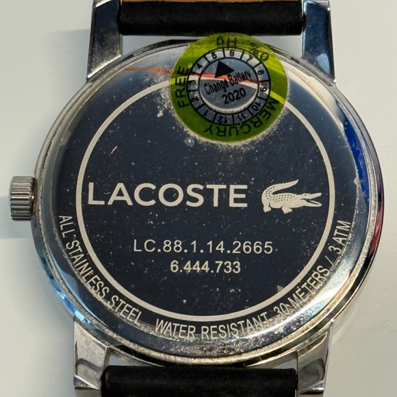 Lacoste Men’s Black Dial Leather Strap Watch Date Stainless Steel - Picture 5 of 7